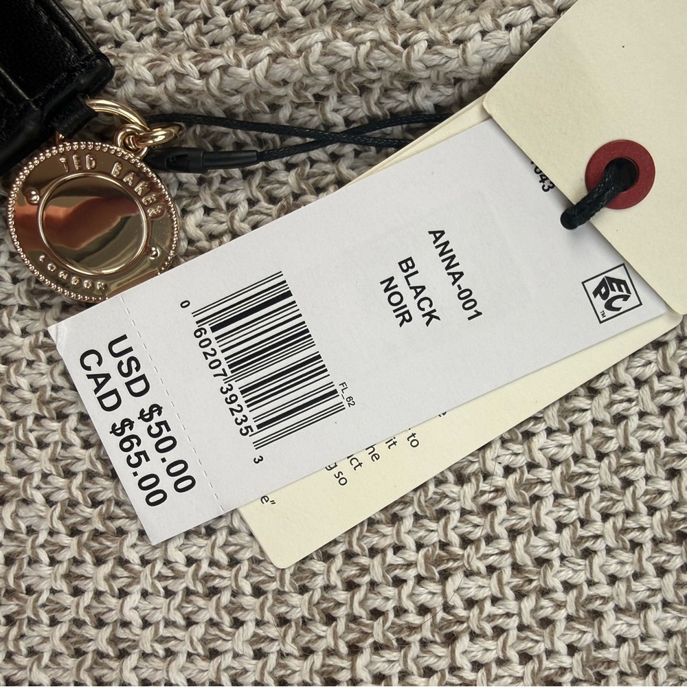 NWT - Ted Baker -  Black Leather Card Holder with Gold Tag - Picture 8 of 9